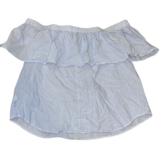 A.N.A A New Approach Blue & White Off-Shoulder Embroidered Striped Top XL - Picture 6 of 8